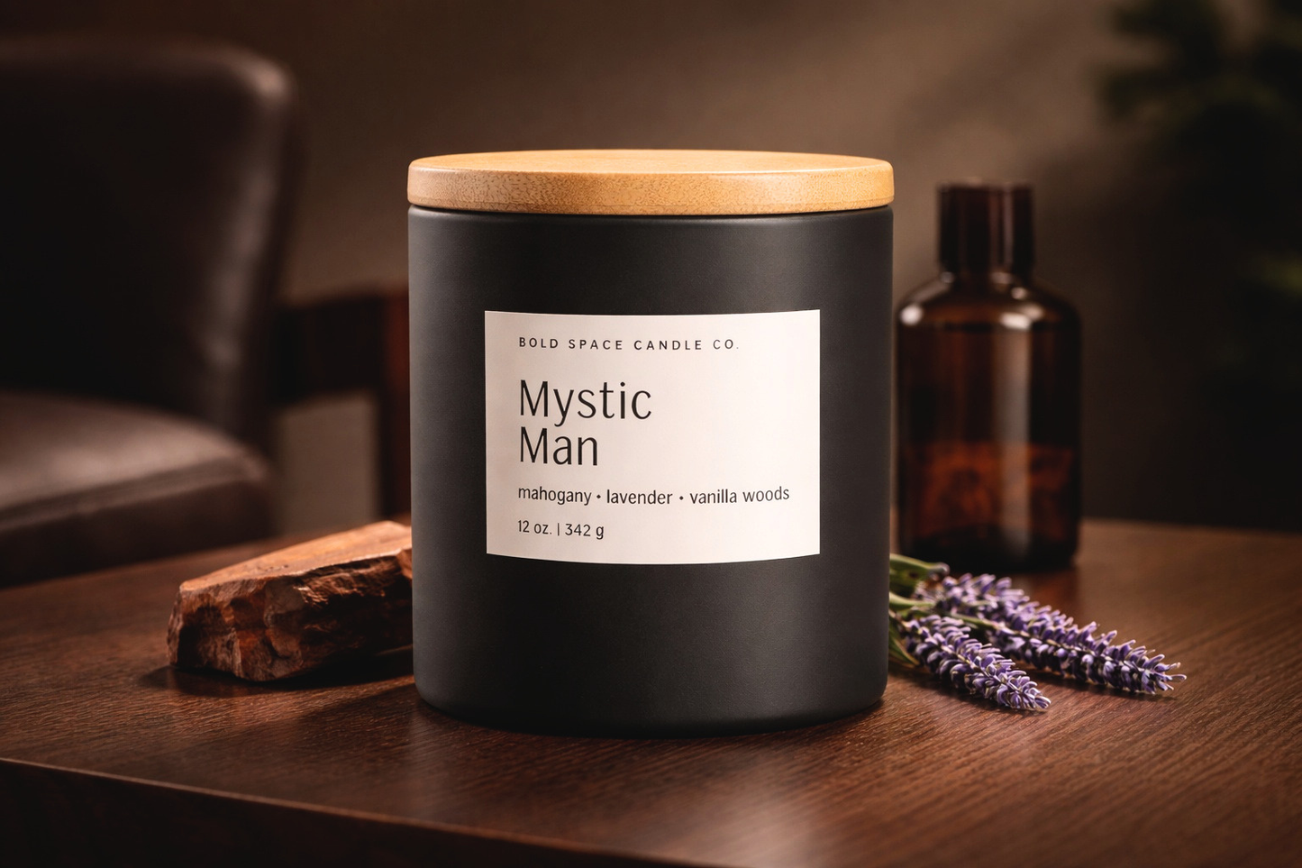 Mahogany Lavender Candle – Warm Woodsy Soy Candle - 12 oz.