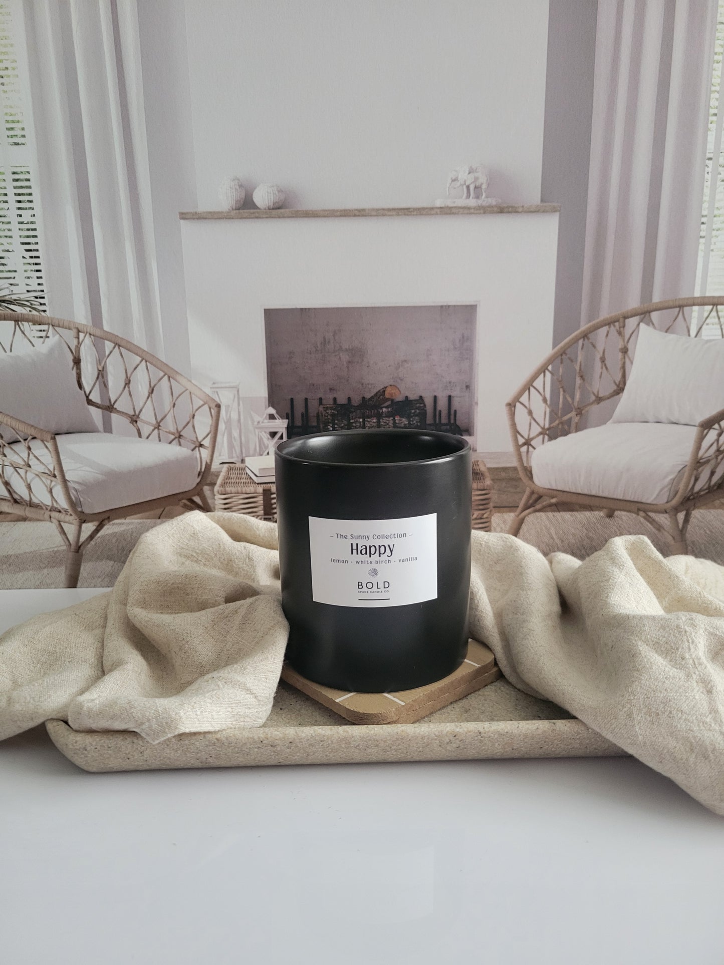 12 oz. Happy - Lemon + White Birch + Vanilla | Summer Candle | Clean Scents | Soy Candle