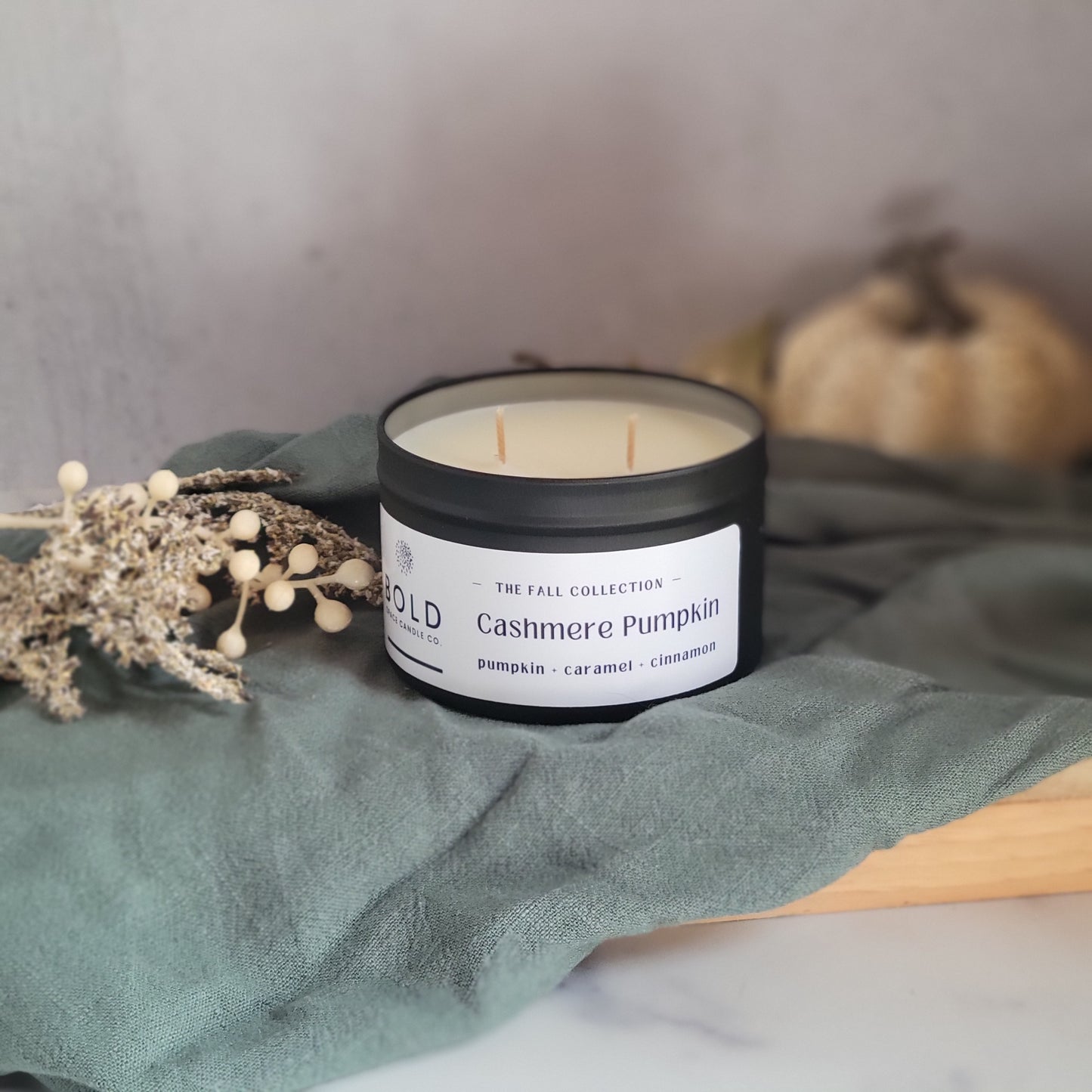 Cashmere Pumpkin- Pumpkin + Carmel + Cinnamon- 6 oz. Candle