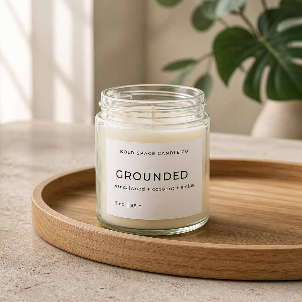 Grounded - Sandalwood + Coconut + Amber -3 oz. amber jar