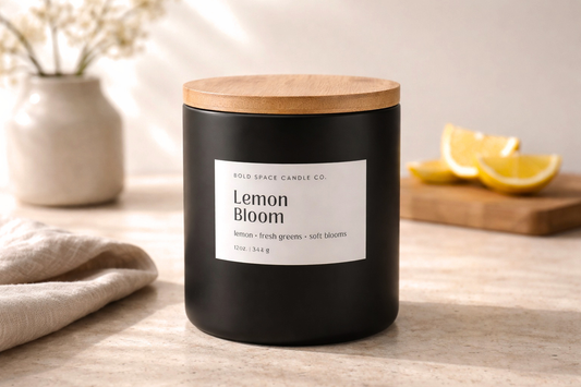 Warm sunshine in window and 12 oz. soy candle that is perfect for summer. Lemon and lilac scent