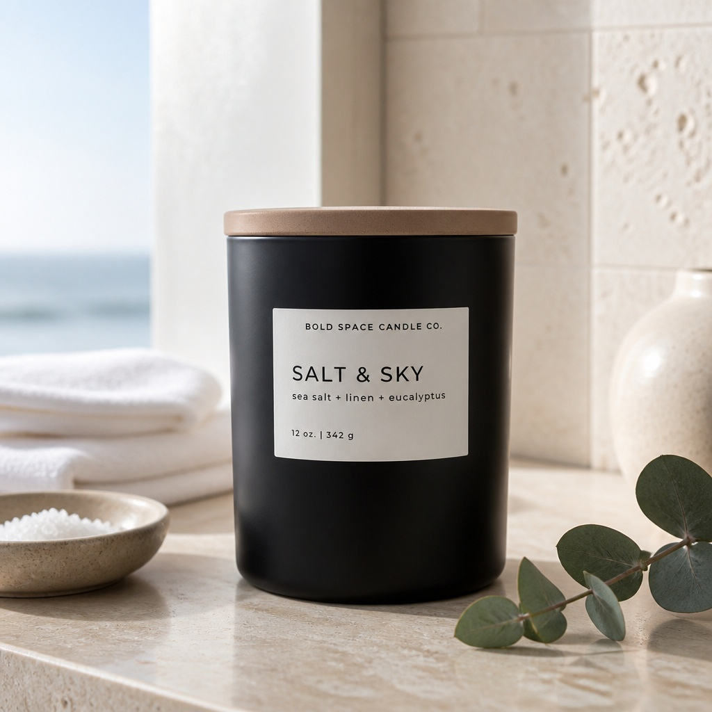Salt & Sky Soy Candle - Sea Salt + Linen + Eucalyptus - 12 oz.