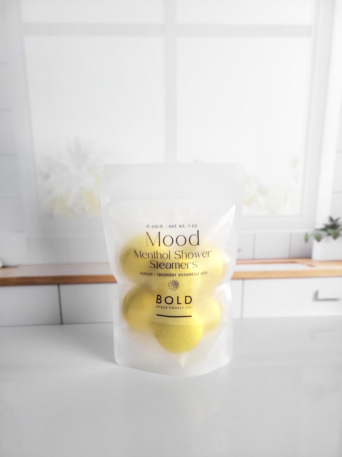 Moon Shower steamers are filled with lemon and lavender essential oils. 6 pack
