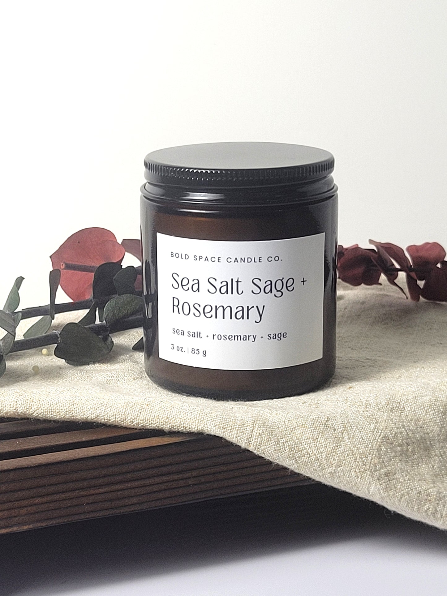 Sea Salt + Sage + Rosemary - 3 oz. amber jar