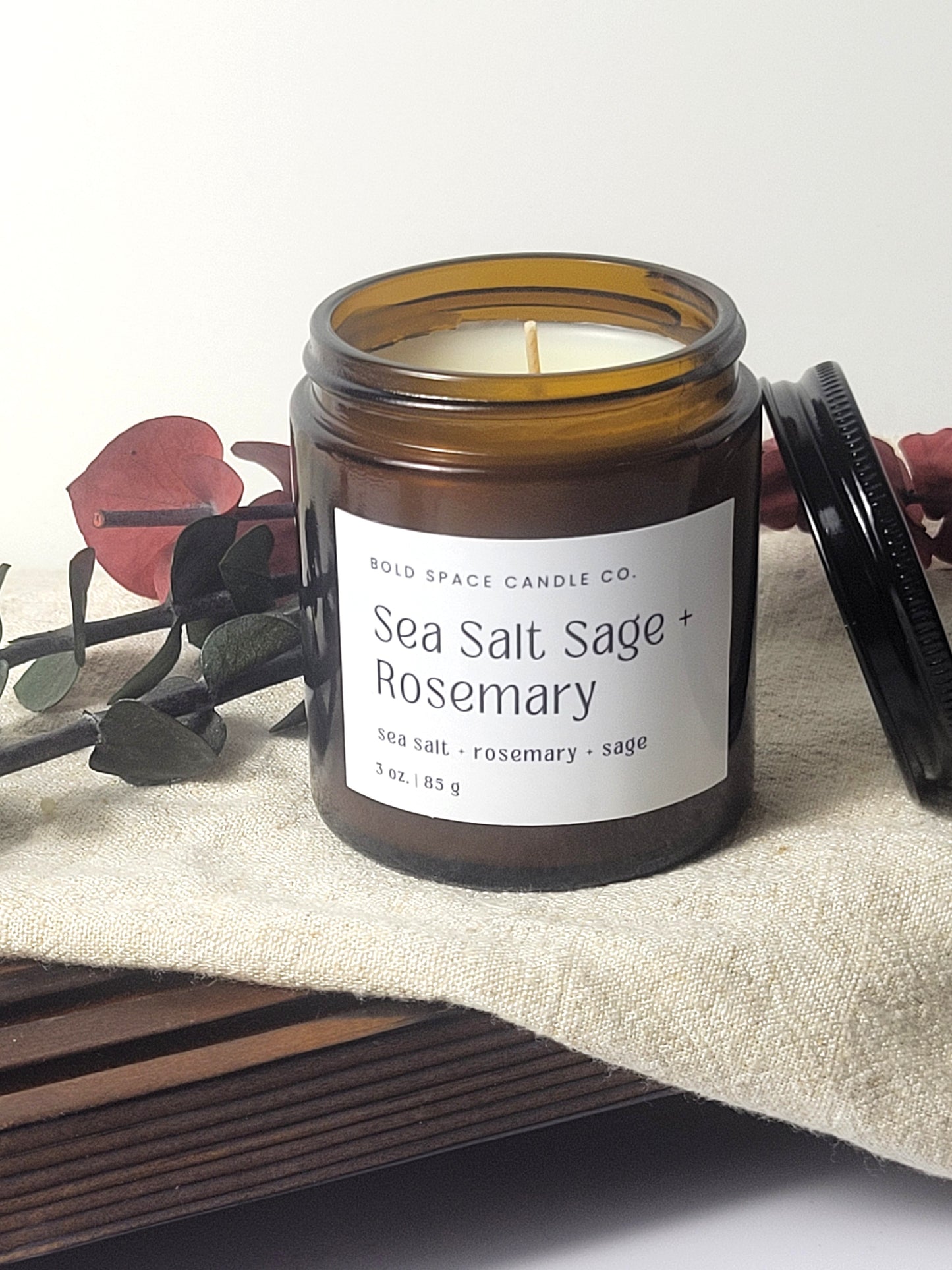 Sea Salt + Sage + Rosemary - 3 oz. amber jar