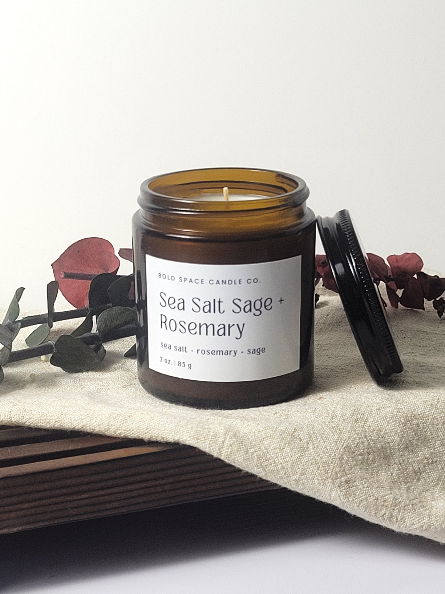 Sea Salt + Sage + Rosemary - 3 oz. amber jar