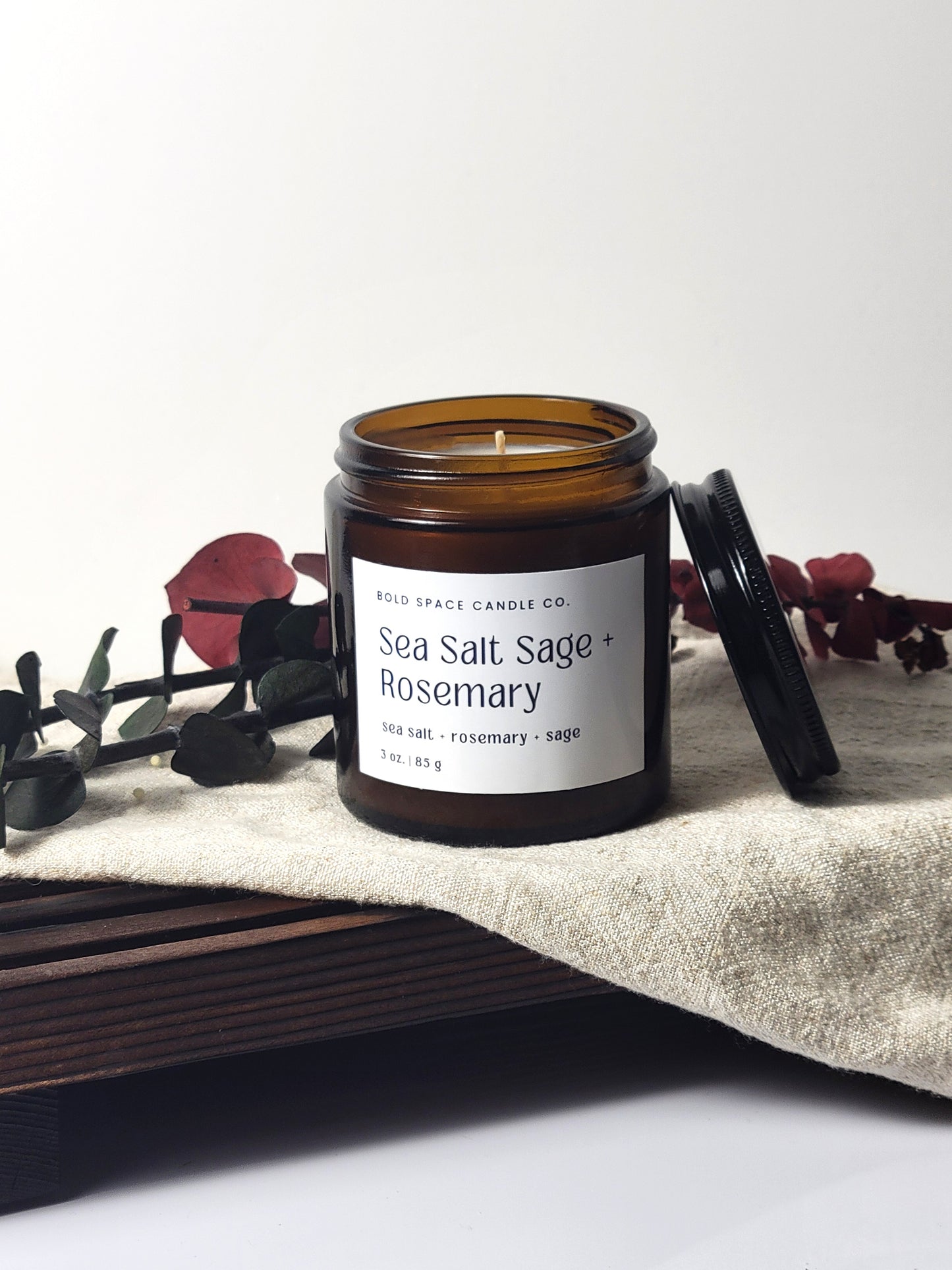 Sea Salt + Sage + Rosemary - 3 oz. amber jar