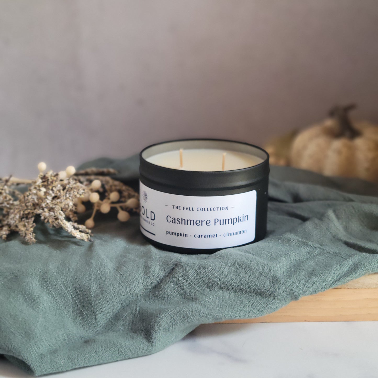 Cashmere Pumpkin- Pumpkin + Carmel + Cinnamon- 6 oz. Candle