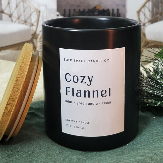 Cozy Flannel - Green apple + Cedar + Citrus + Fresh Mint- 12 oz. Candle