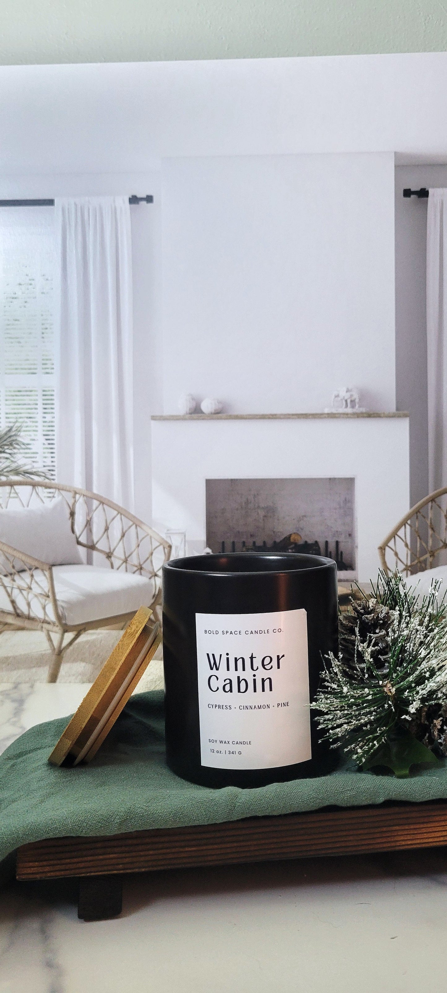 Winter Cabin - Cypress + Fraser Fir + Cinnamon- 12 oz. Candle