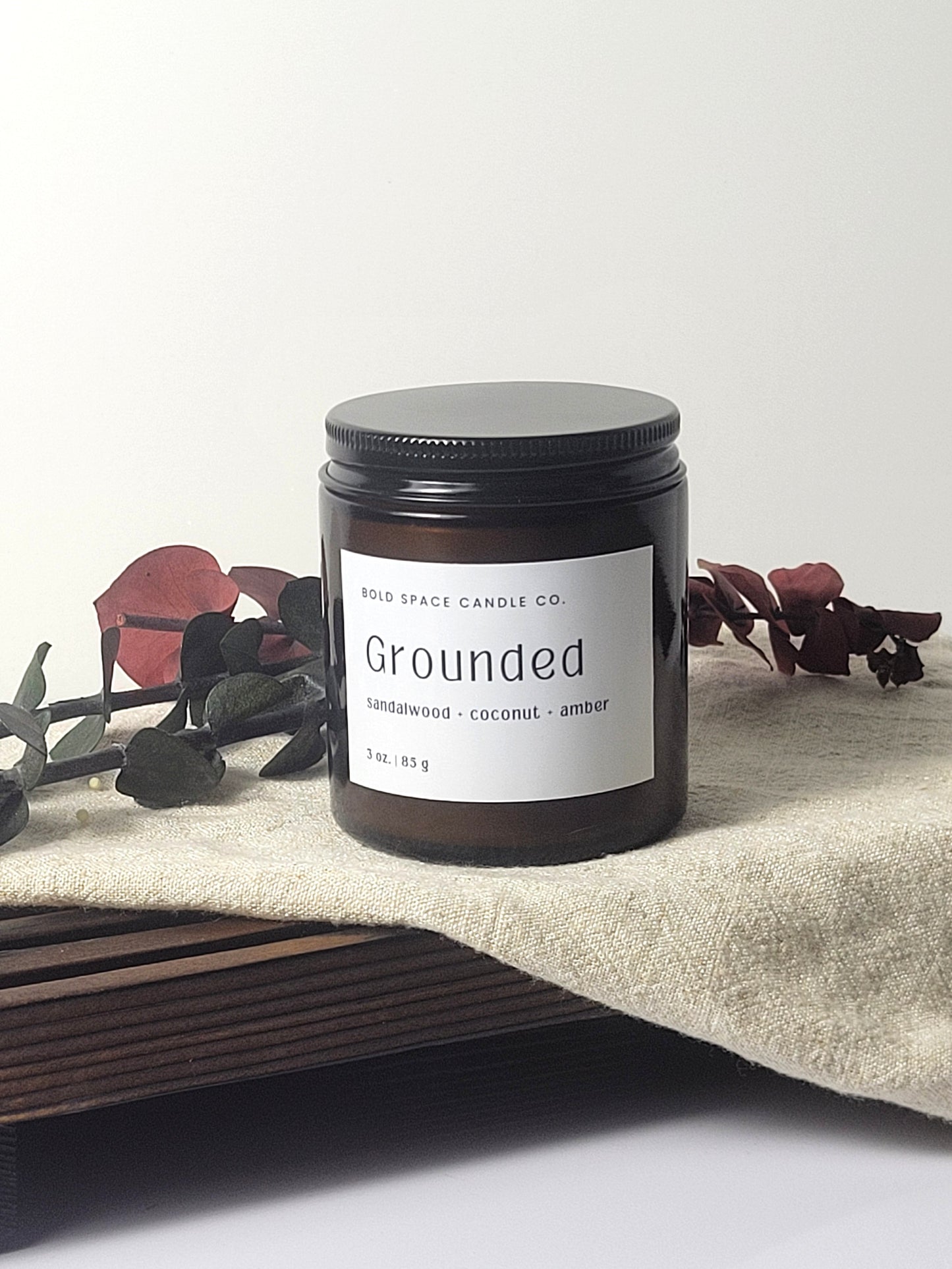 Grounded - Sandalwood + Coconut + Amber -3 oz. amber jar