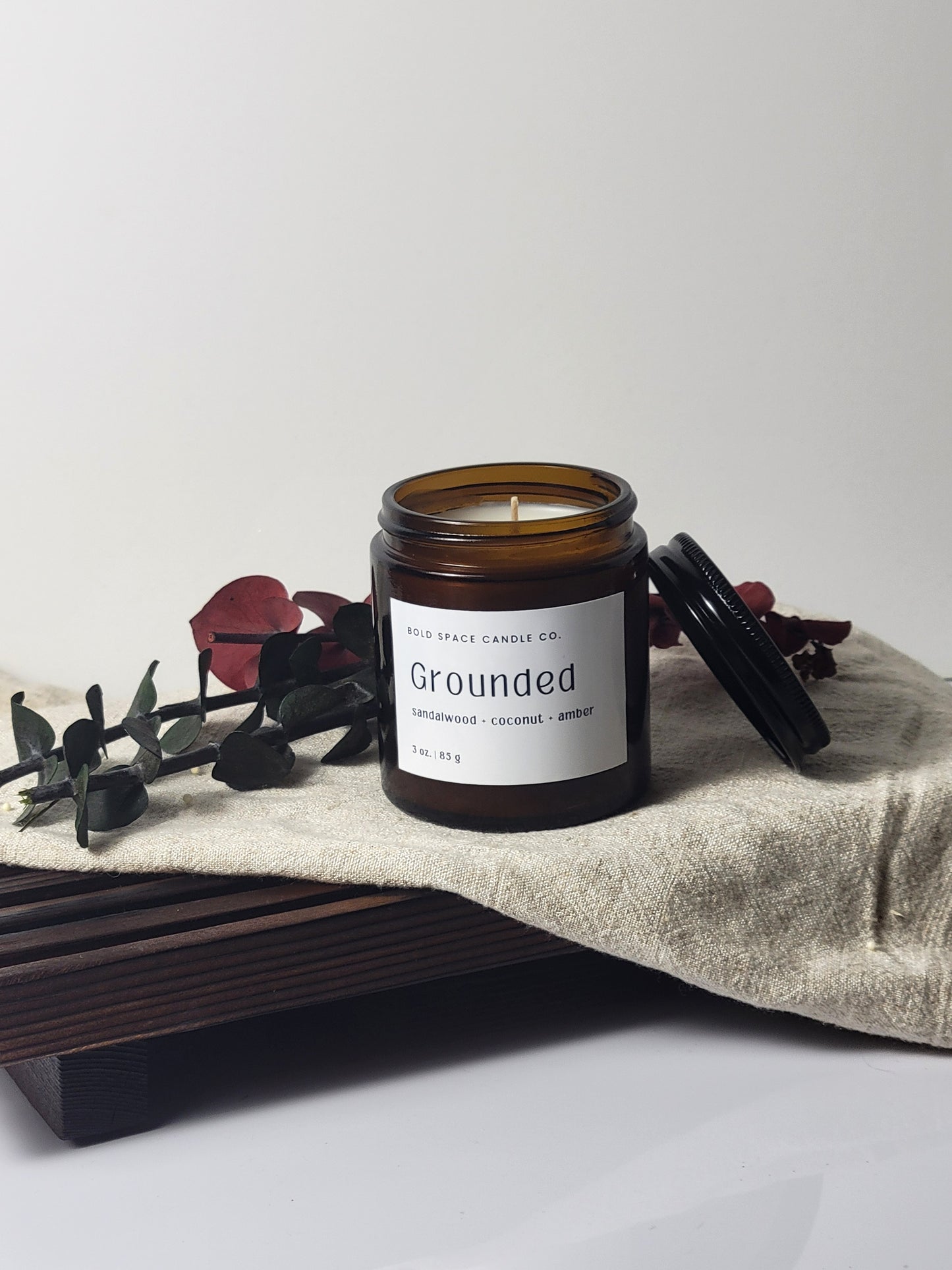 Grounded - Sandalwood + Coconut + Amber -3 oz. amber jar