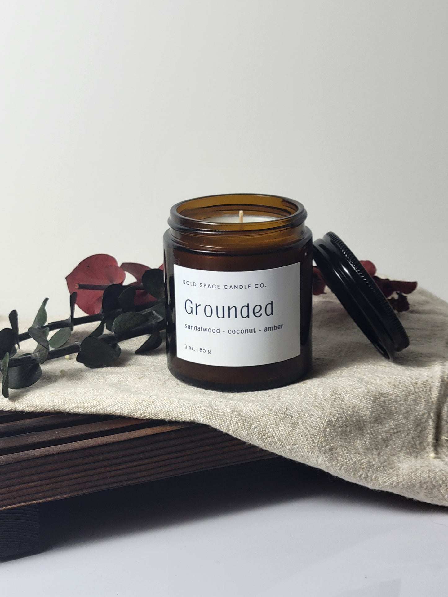Grounded - Sandalwood + Coconut + Amber -3 oz. amber jar