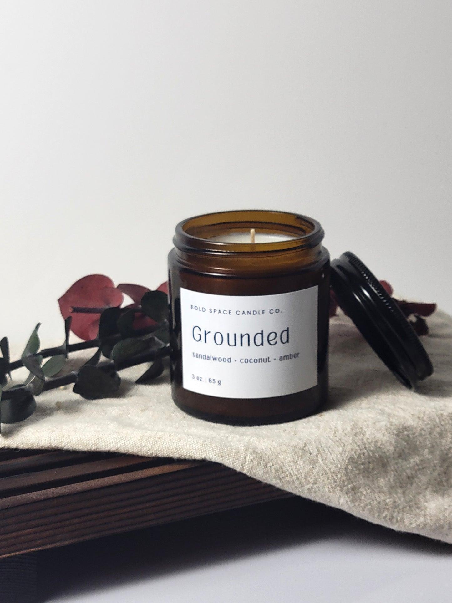 Grounded - Sandalwood + Coconut + Amber -3 oz. amber jar