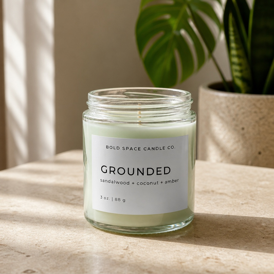 Grounded - Sandalwood + Coconut + Amber -3 oz. amber jar