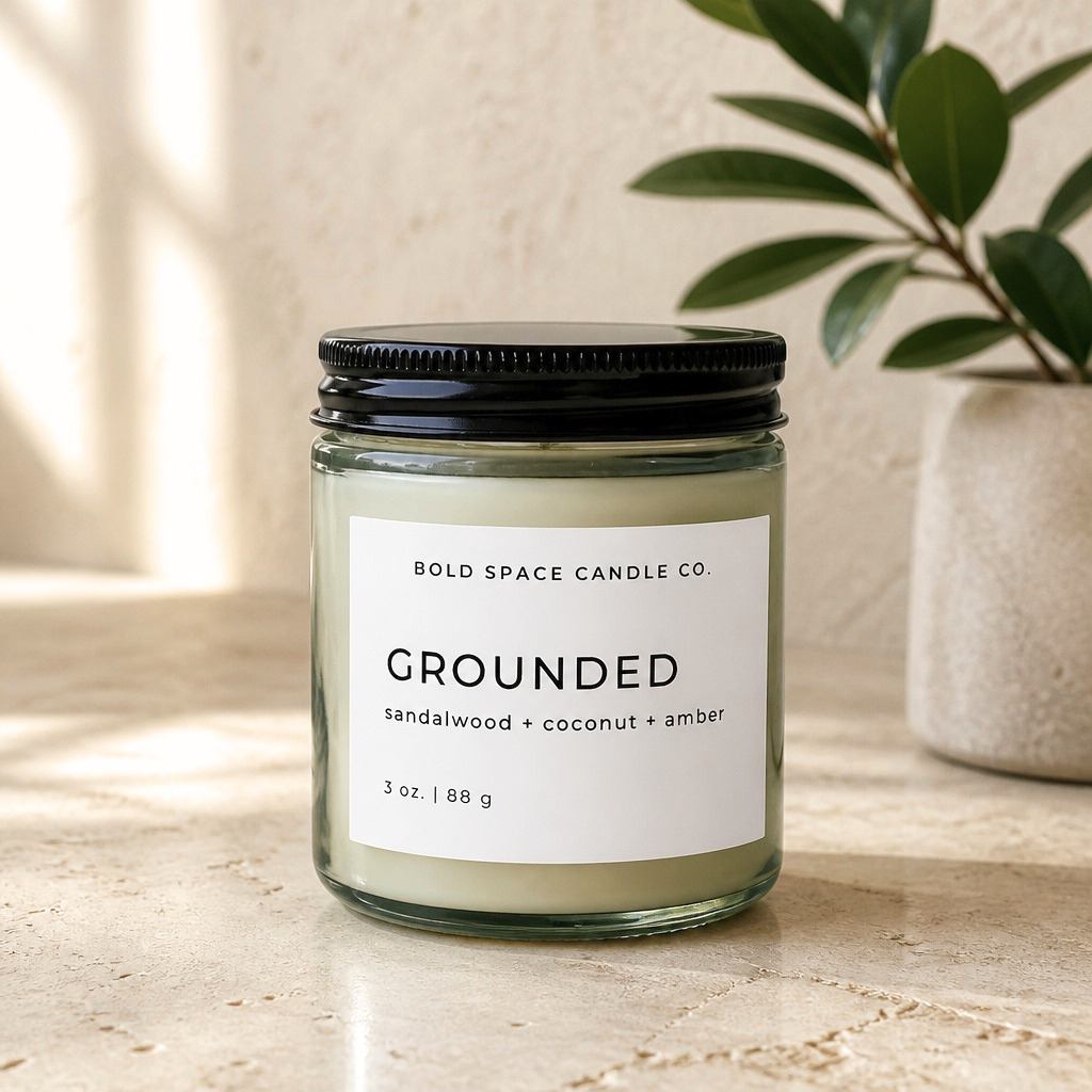 Grounded - Sandalwood + Coconut + Amber -3 oz. amber jar