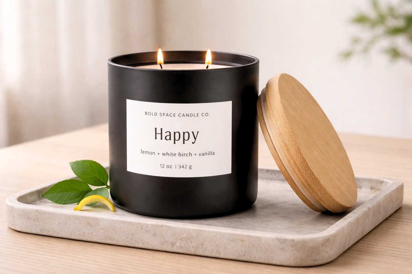 12 oz. Happy - Lemon + White Birch + Vanilla - Clean Candle