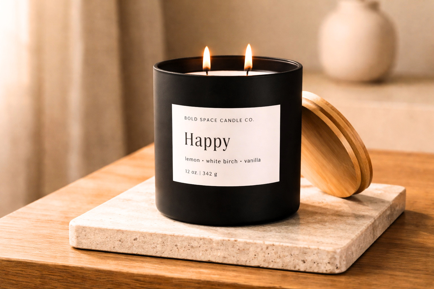 12 oz. Happy - Lemon + White Birch + Vanilla - Clean Candle
