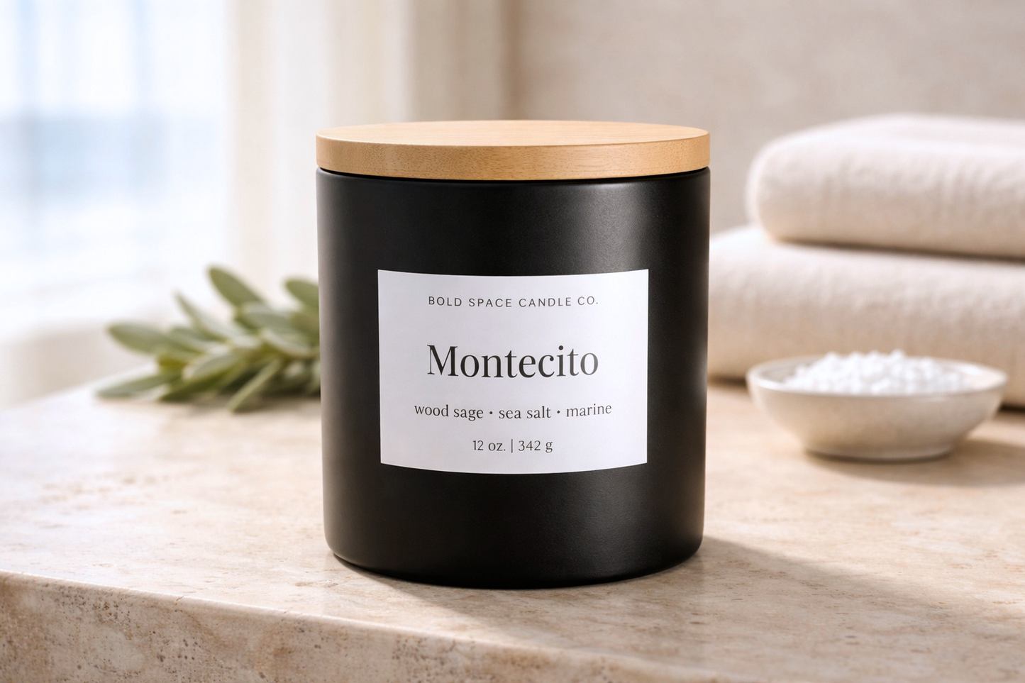 Montecito Candle – 12 oz. Wood Sage & Sea Salt | Clean Coastal Soy Candle