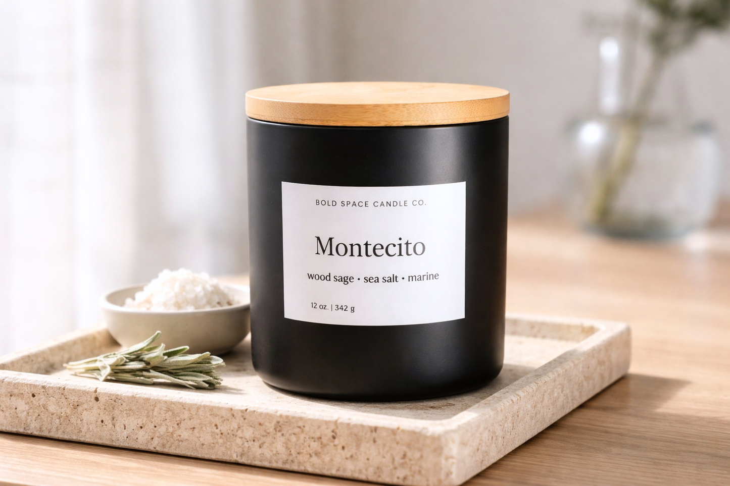 Montecito Candle – 12 oz. Wood Sage & Sea Salt | Clean Coastal Soy Candle