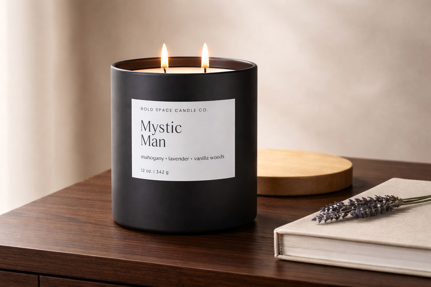 Mahogany Lavender Candle – Warm Woodsy Soy Candle - 12 oz.