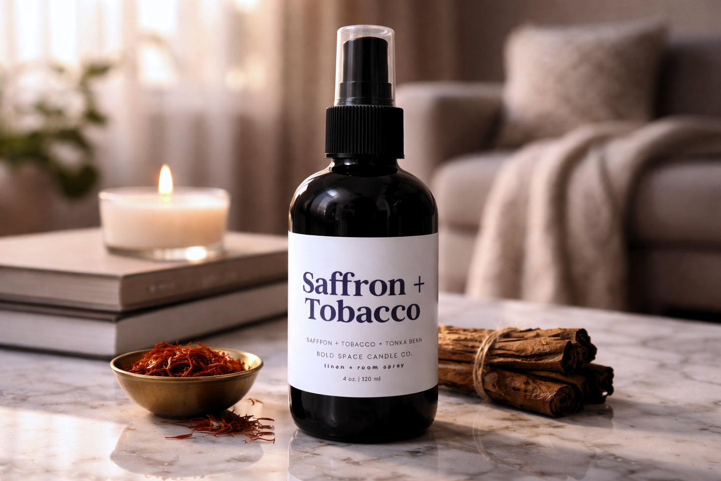 Saffron + Tobacco - Linen & Room Spray – 4 oz.