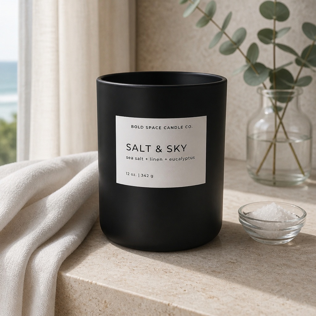 Salt & Sky Soy Candle - Sea Salt + Linen + Eucalyptus - 12 oz.