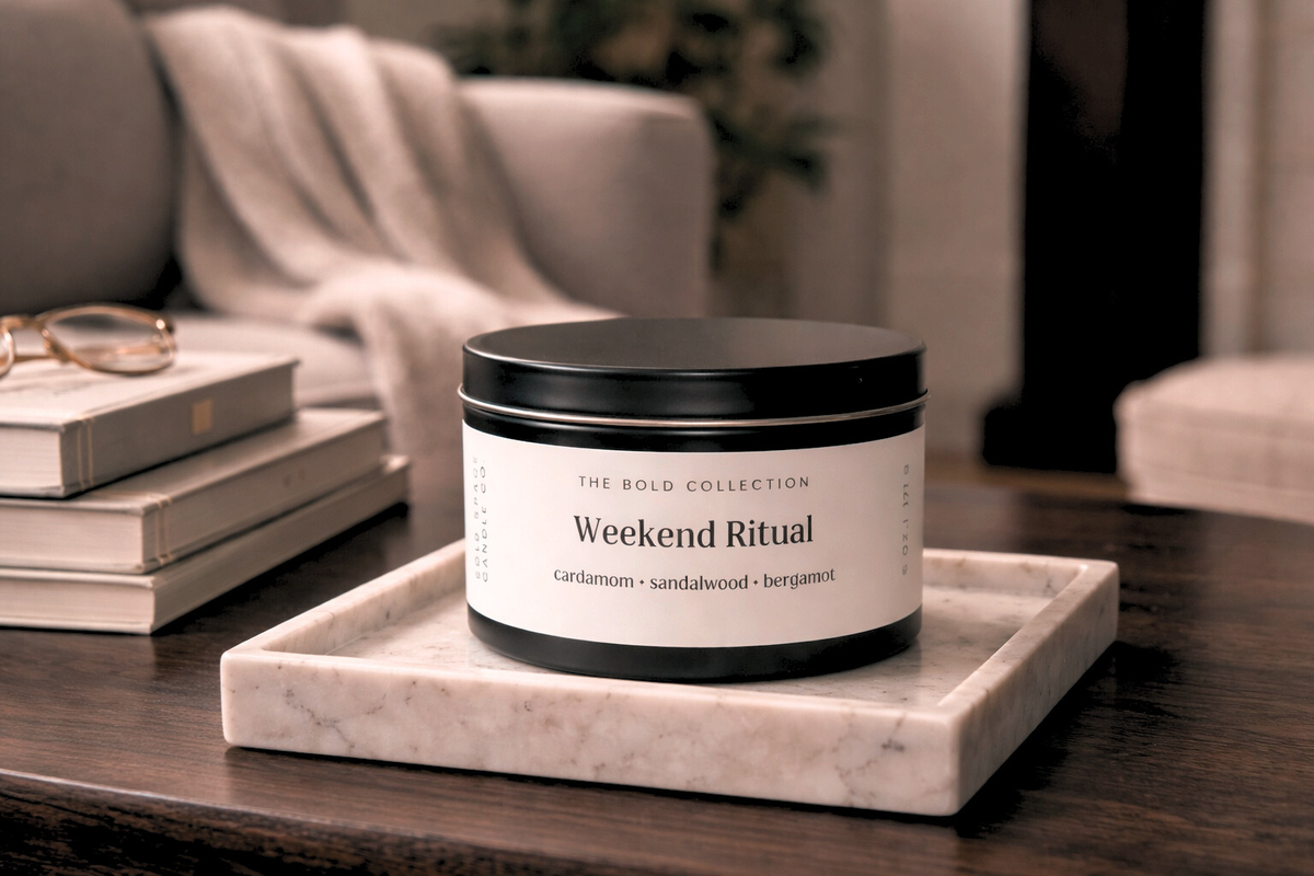 Lyra Weekend Ritual 6 oz. Weekend Ritual Soy Candle - Black Cardamom + Sandalwood – Bold ...