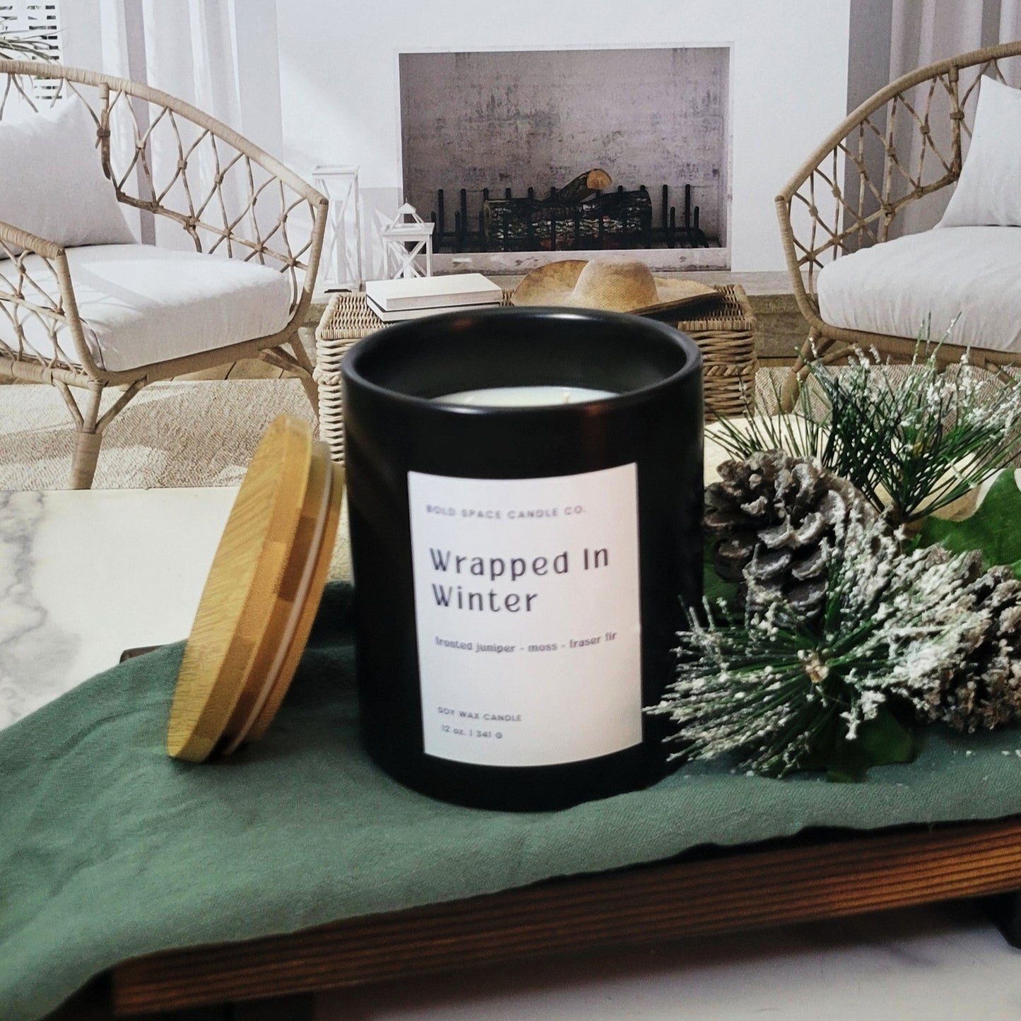 Wrapped in Winter - Fraser Fir + Moss + Frosted Juniper - 12 oz. Candle