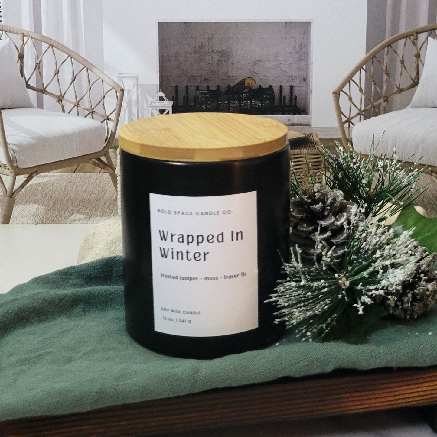 Wrapped in Winter - Fraser Fir + Moss + Frosted Juniper - 12 oz. Candle