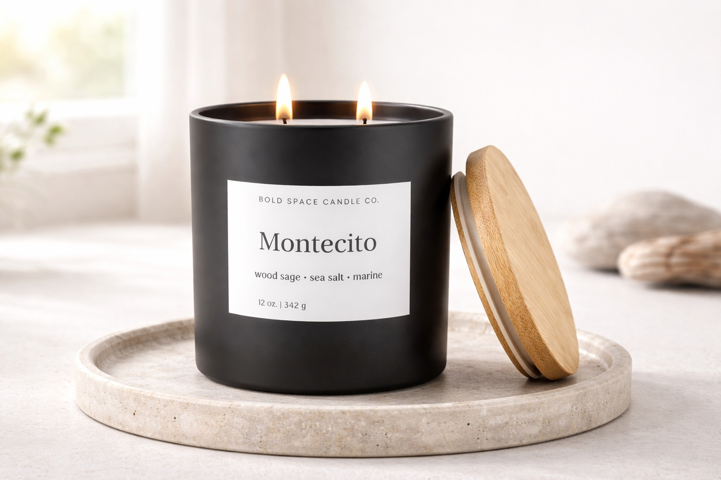 Montecito Candle – 12 oz. Wood Sage & Sea Salt | Clean Coastal Soy Candle
