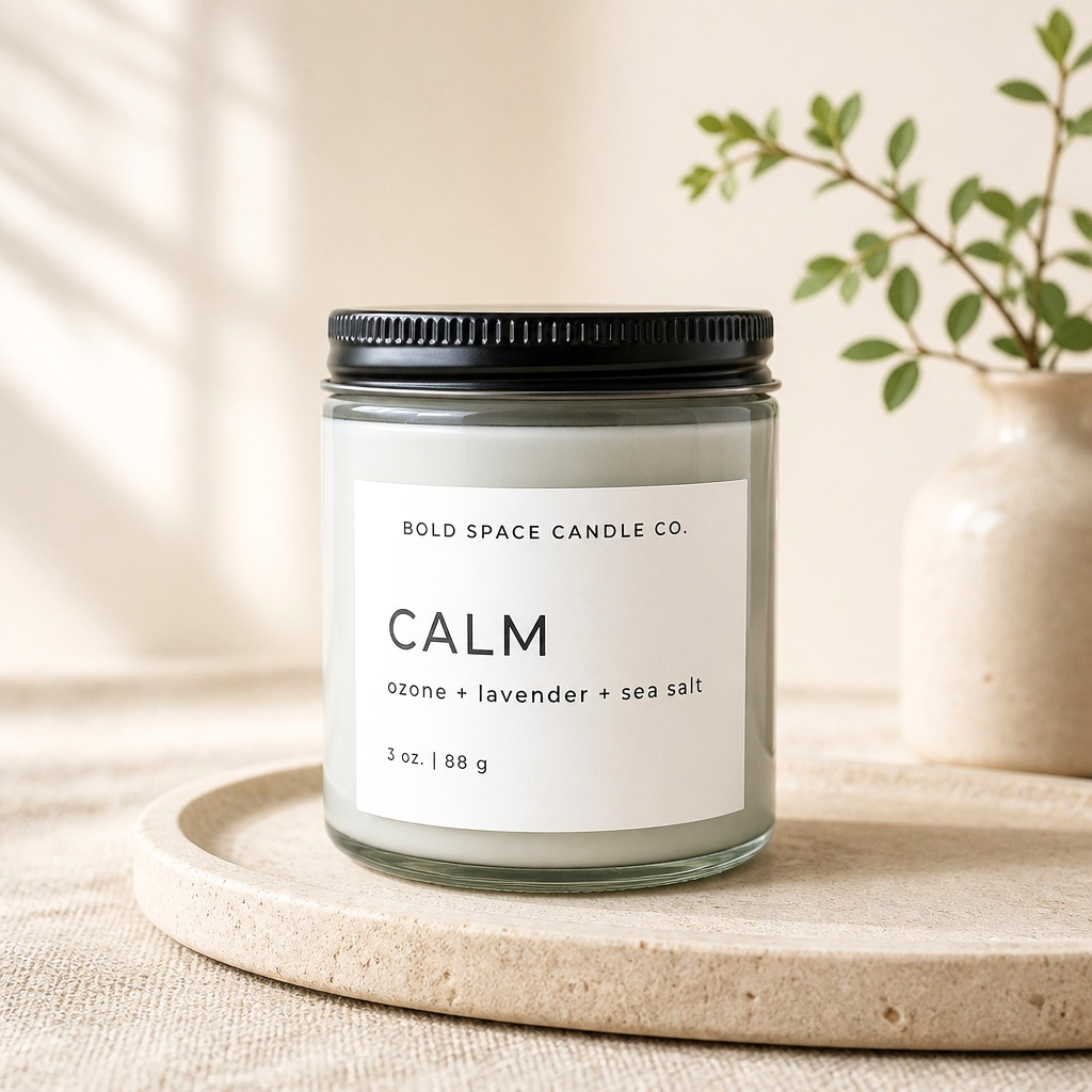 Calm | Ozone, Lavender & Sea Salt Soy Candle | 3 oz Travel Tin