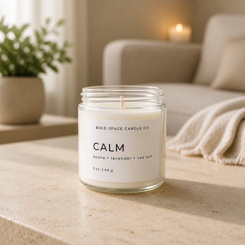 Calm | Ozone, Lavender & Sea Salt Soy Candle | 3 oz Travel Tin