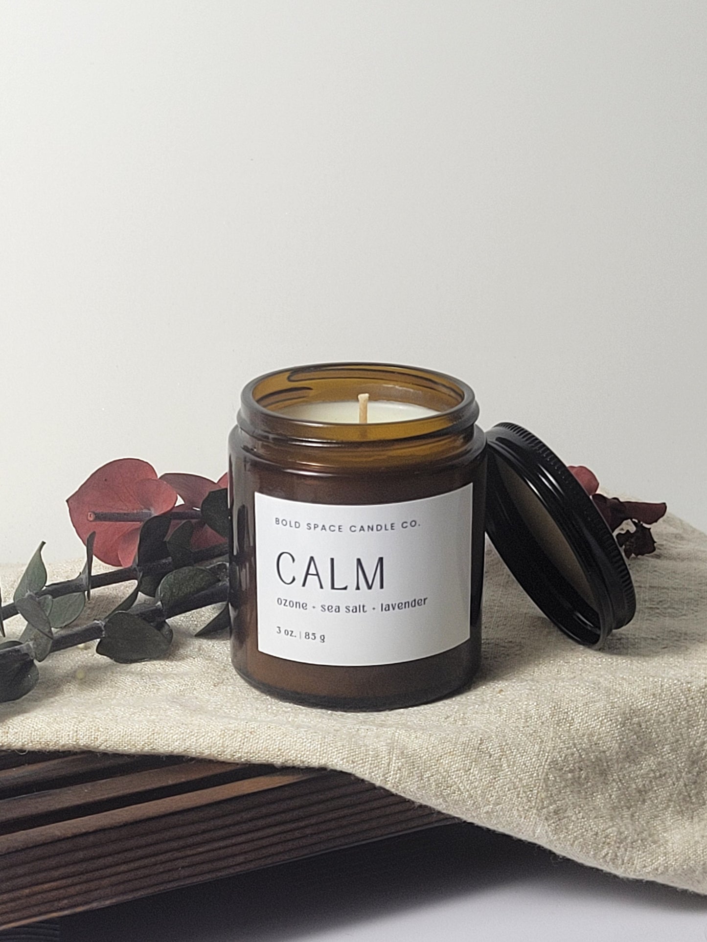 CALM - Ozone + Sea Salt + Lavender Driftwood - 3 oz. amber jar