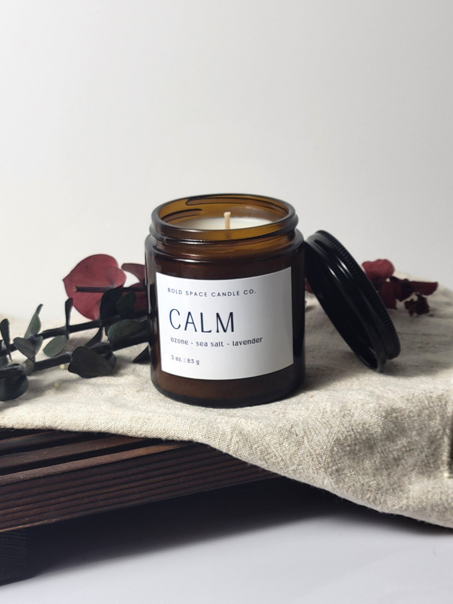 CALM - Ozone + Sea Salt + Lavender Driftwood - 3 oz. amber jar