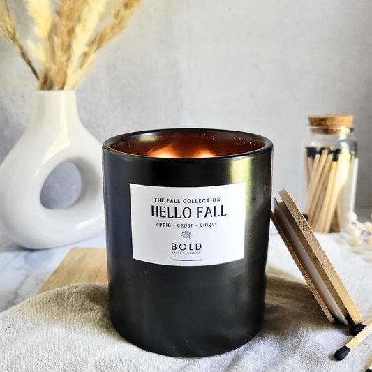 Hello Fall- Evergreen Apple + Cedar + Ginger | 12 oz. Soy Candle