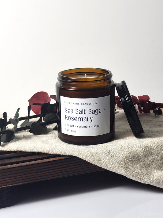Sea Salt + Sage + Rosemary - 3 oz. amber jar